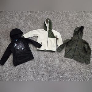 Boys Set Of 3 Sweatshirts And Zip-ups - Black, Cream, and Green